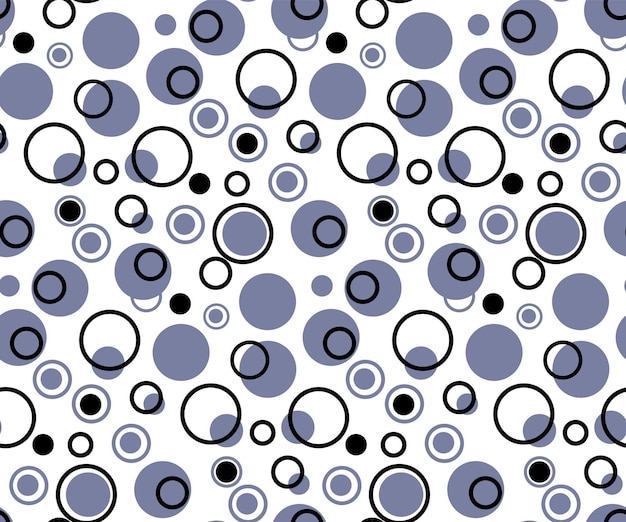 Geometric pattern with blue circles and dots Seamless background Vector illustration