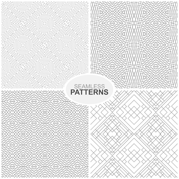 Геометрические узоры бесшовные векторные коллекции бело-серая текстура