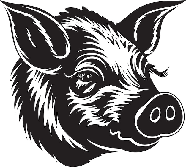 Vector geometric pig logo mysterious pork silhouette