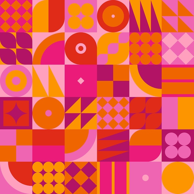 幾何学的なピンクとオレンジのシームレスなパターン