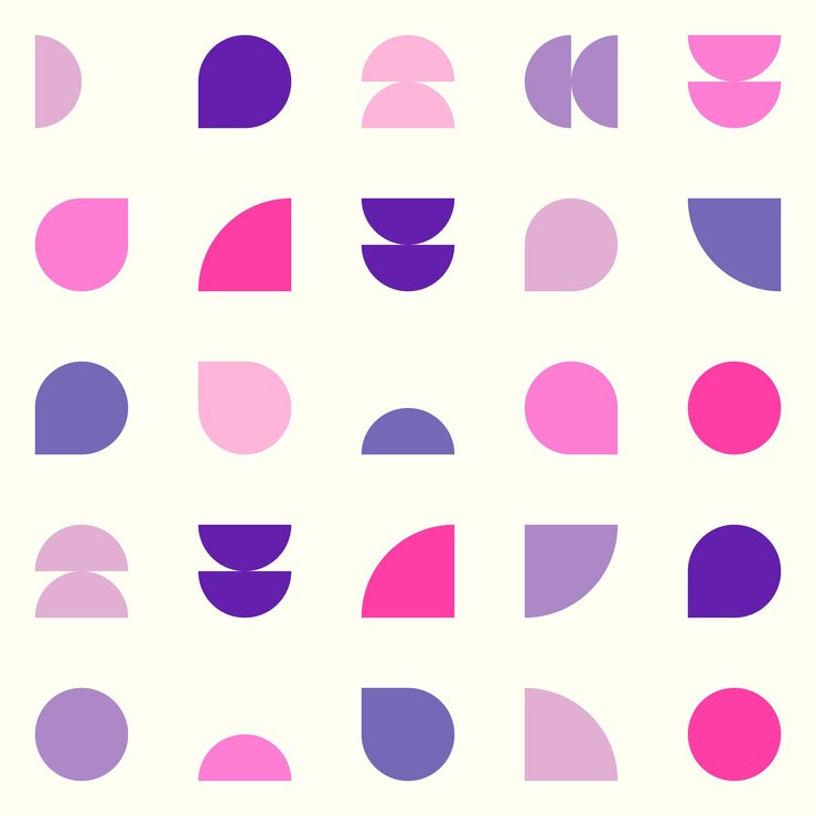 Geometric pink purple object shape seamless pattern