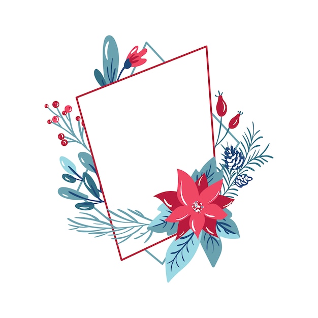 Geometric polygon frame with flowers