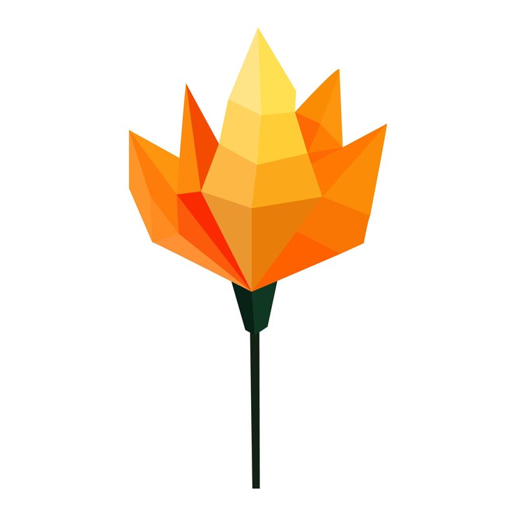 Vector geometric polygonal flower art on a white background contemporary low poly floral illustration