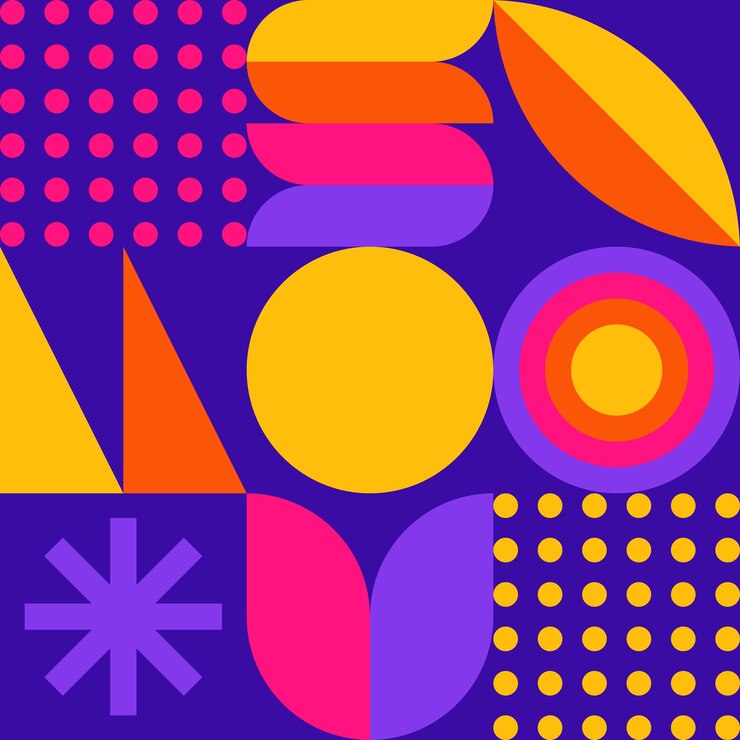 Geometric pop art colorful abstract shape seamless pattern