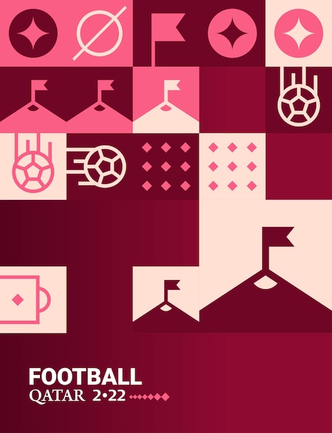 Geometric Poster Football Doha Qatar 2022 Creative Soccer Web Flyer Template Background