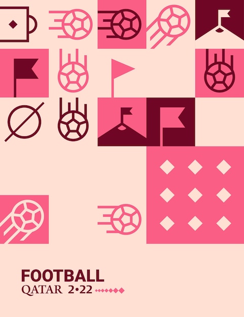벡터 기하학적 포스터 축구 도하 카타르 2022 크리에이 티브 축구 웹 전단지 템플릿 배경