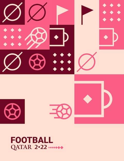 Vector geometric poster football doha qatar 2022 creative soccer web flyer template background