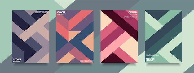 Geometric poster style stripe colorful background and cover minimal shape