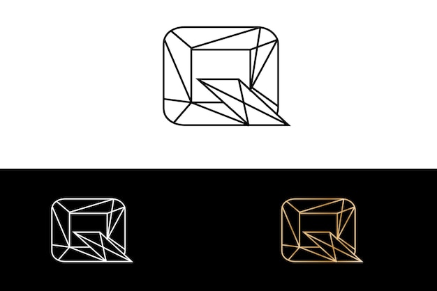 幾何学的な q 文字ロゴ デザイン