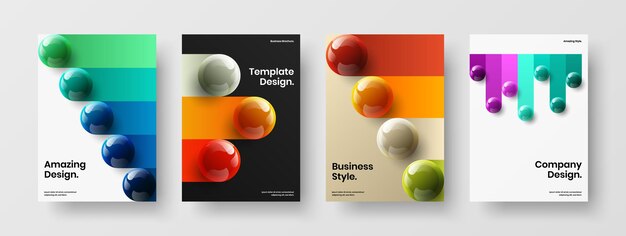 Geometric realistic balls catalog cover template bundle