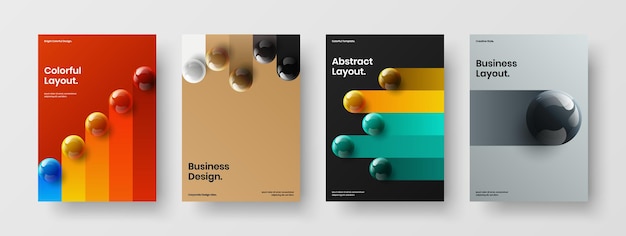 Geometric realistic spheres corporate identity template set