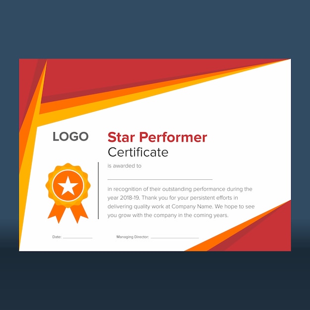Сертификат геометрического красного и золотого звёзд