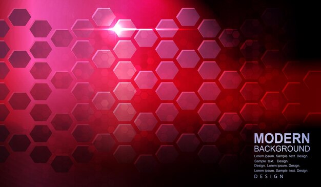 Vector geometric red design with hexagonal grid and mosaic