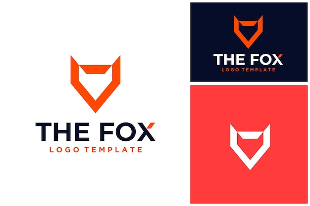 Geometric Red Fox head simple modern minimalist logo design