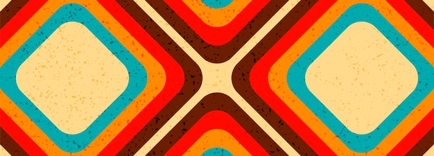 Вектор Геометрический ретро-текстурный векторный фон с различными геометрическими формами в ярких цветах 1970-х годов