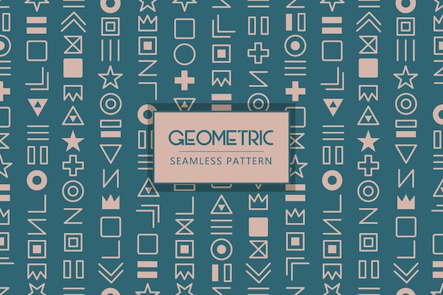 Vector geometric rune symbol style shapes seamless repeat vector pattern