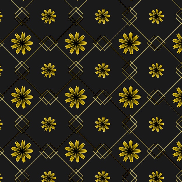 Vector geometric seamless floral pattern background