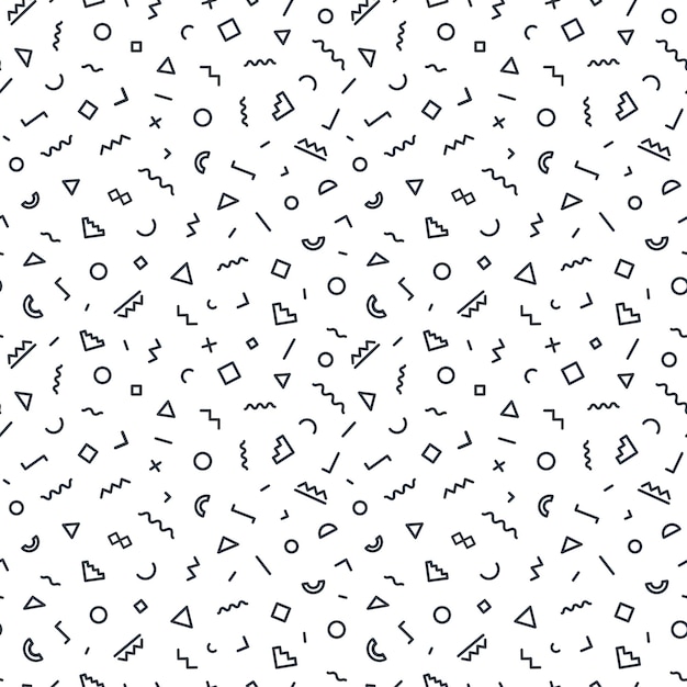 Geometric seamless pattern black color consisting of stroke geometric shapes