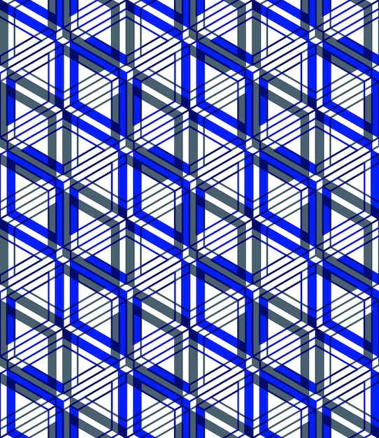 Geometric seamless pattern, endless colorful transparent vector regular background. Abstract covering with 3d superimpose figures, EPS10.