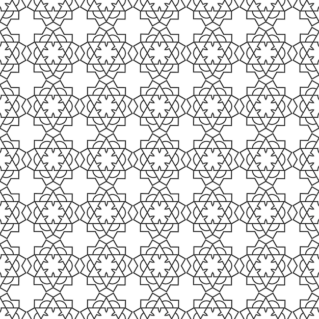 Geometric seamless pattern islamic style. monochrome oriental background