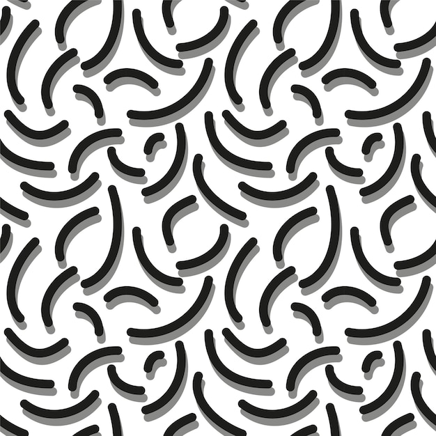 単純な弧の幾何学的シームレスパターン 黒白灰色単色ベクトル ドードルスタイルベクトル
