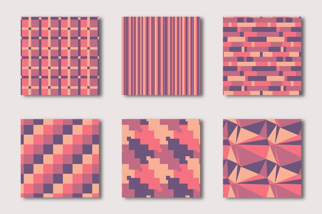 Vector geometric seamless pattern warm color pastel set