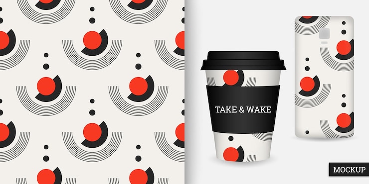 Vector geometric seamless pattern with circles and lines