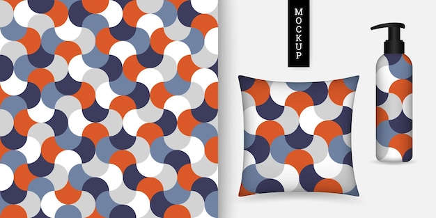 Geometric seamless pattern with colorful shapes and mockup