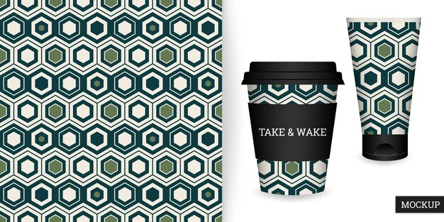 Geometric seamless pattern with hexagons