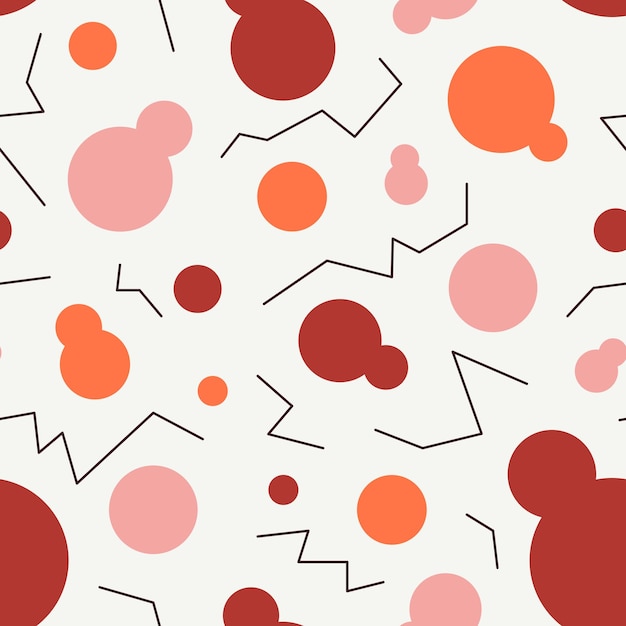 Geometric seamless pattern with round shapes and dark curved lines flat style