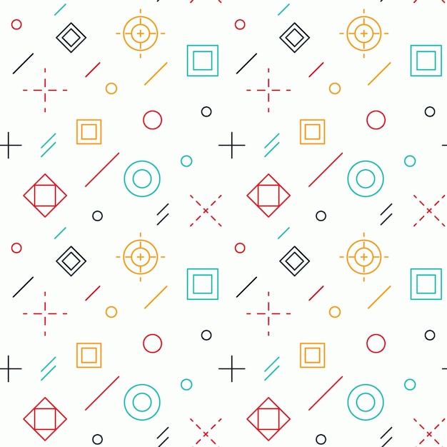 Geometric seamless pattern with a variety of colorful elements