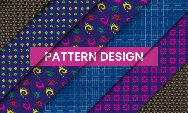 Geometric seamless patterns collection in rainbow vector format