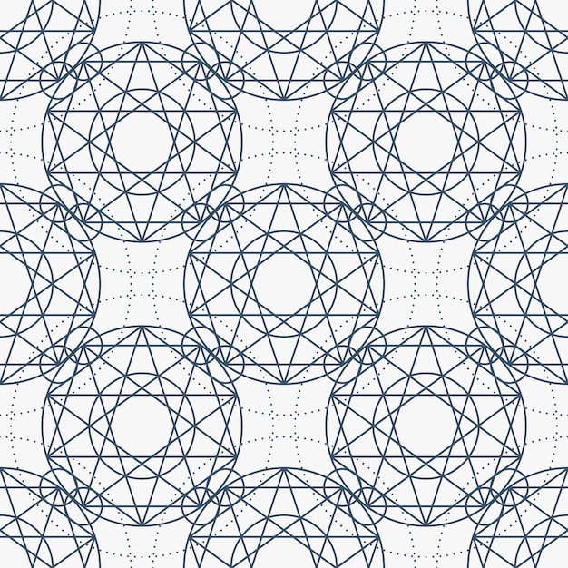 Geometric seamless texture vector linear mystical pattern on white background