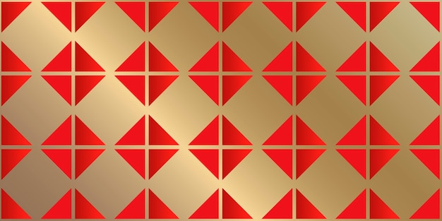 Vector geometric seamless vector pattern in red and gold colors