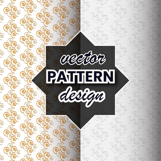 geometric set of seamless gold and black patterns