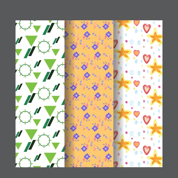 geometric set of seamless gray and white patterns simple vector graphics