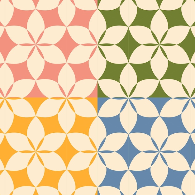 기하학적 모양 육각형 꽃 패턴 일러스트