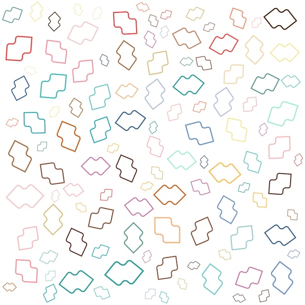 ベクトル 白い背景に隔離された幾何学的形状のパターン カラフルなベクトルイラスト