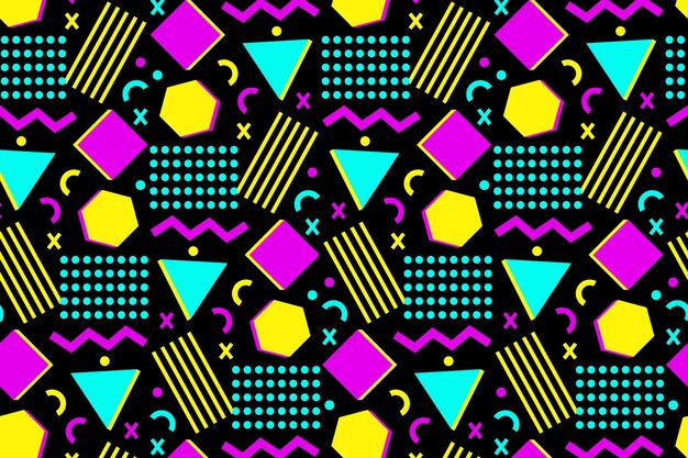 Vector geometric shapes 90s pattern