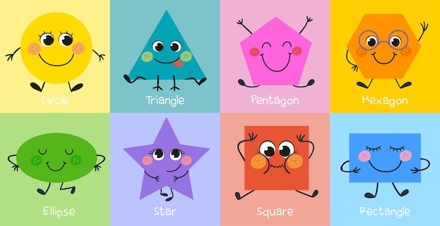 Geometric Shapes Characters for preschool kids