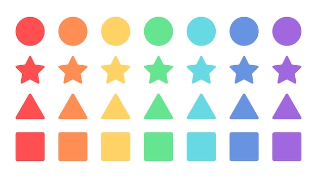 Geometric shapes for kids Set of colorful different shapes Logic worksheet for kids