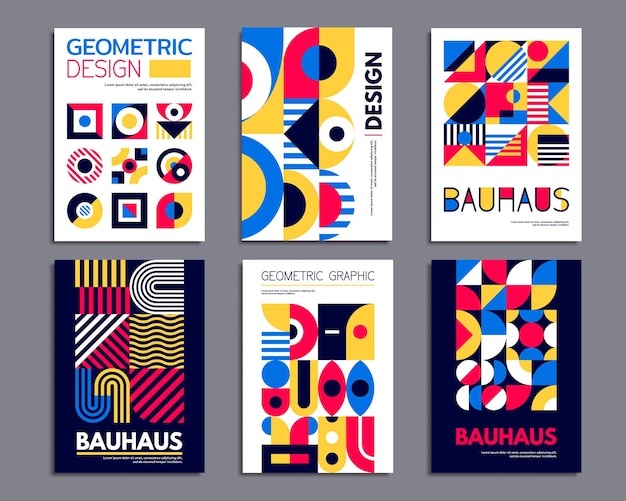 Geometric shapes patterns abstract bauhaus poster