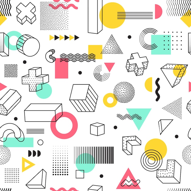 Vector geometric shapes seamless pattern