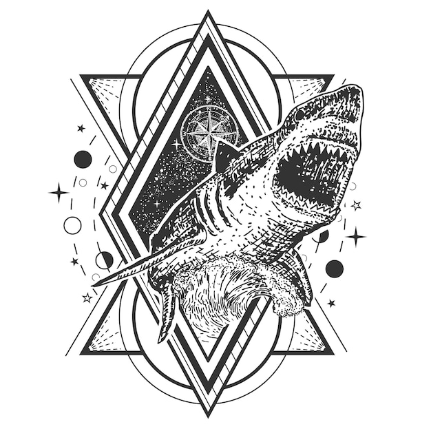  geometric shark tattoo 