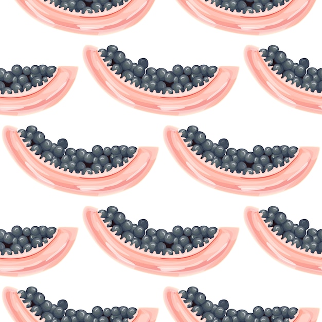 Geometric slice papaya seamless pattern. pawpaw wallpaper.