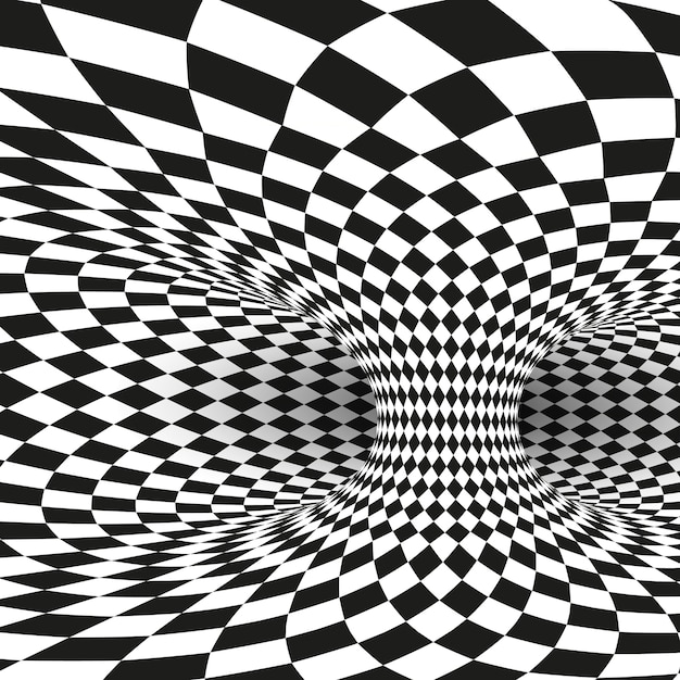 幾何学的な正方形の黒と白の目の錯覚