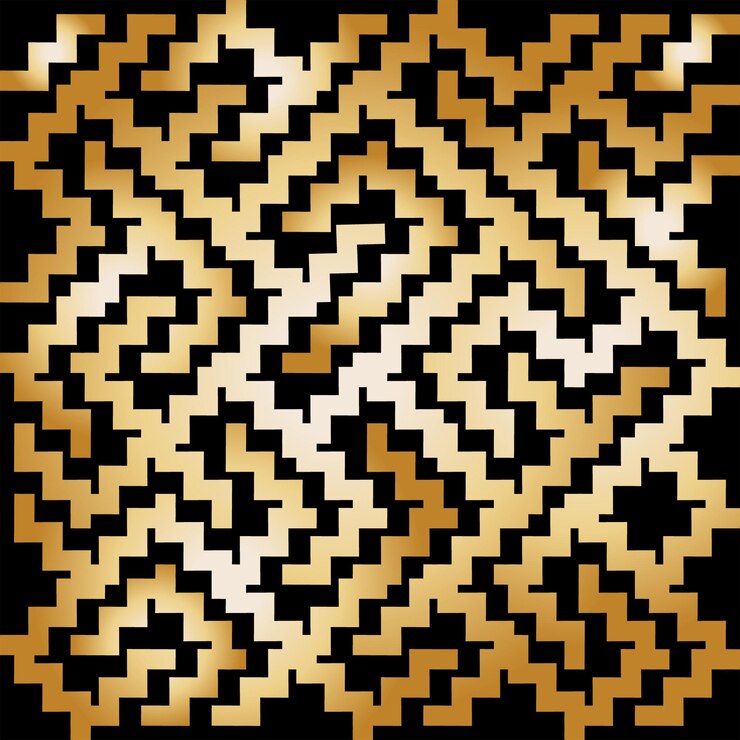 Vector geometric square pixel craft pattern luxury background