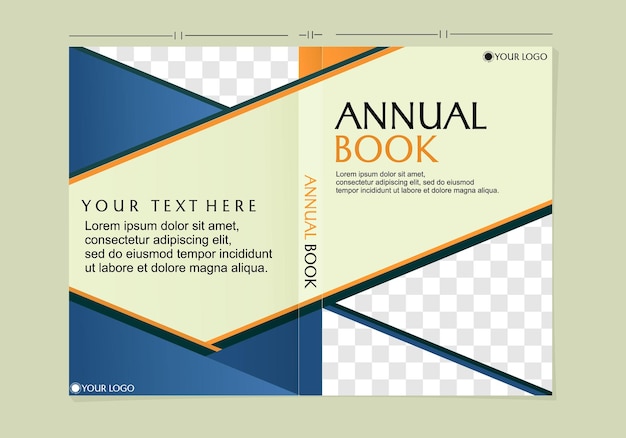 Vector geometric style annual book cover design. modern and trendy background