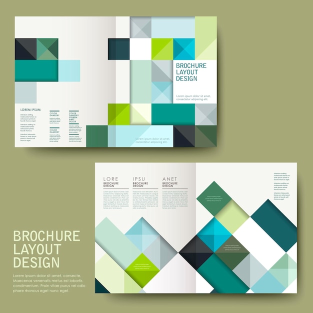 Vector geometric style halffold template brochure