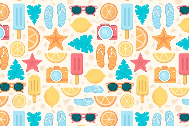 Vector geometric summer pattern elements zoom background